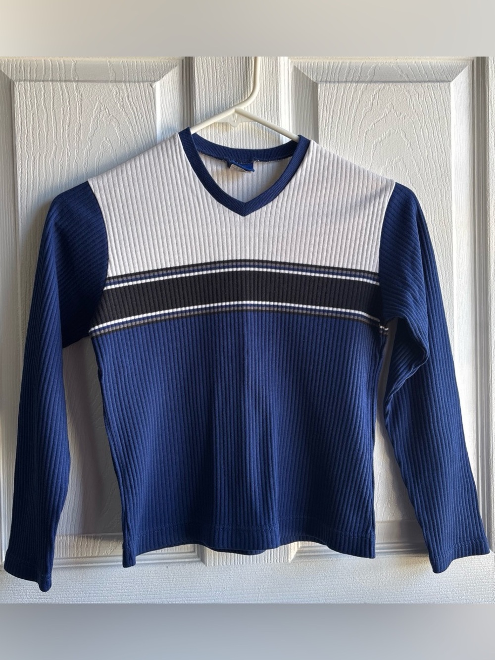 VTG 70s Hang Ten Daisy of Calif Ribbed V-Neck Top Knit Stripe RARE FACTORY SMPL